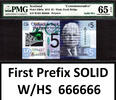5 Pounds Scotland Polymer 1st Prefix W/HS SOLID Serial 666666 GEM UNC PMG 65 EPQ -