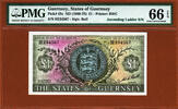 UK (Great Britain) 1 Pound Guernsey 1969-75 Ladder Serial 234567 Pick-45c Gem UNC PMG 66 EPQ -