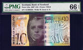 UK (Great Britain) 10 Pounds Scotland LOW Serial 000020 Pick-125a GEM UNC PMG 66 EPQ -