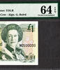 UK (Great Britain) Pound Jersey One QEII FANCY Number - NC 500000 Pick-20a CH UNC PMG 64 EPQ -