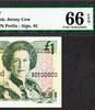 UK (Great Britain) Pound Jersey One QEII FANCY Number - SC 500000 Pick-20a GEM UNC PMG 66 EPQ -
