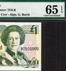 UK (Great Britain) Pound Jersey One QEII FANCY Number - RC 500000 Pick-20a GEM UNC PMG 65 EPQ -