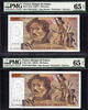 France 100 Francs France 2 Consecutive Pick-154e GEM UNC PMG 65 EPQ -