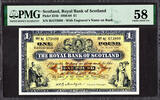Pound Royal Bank of SCOTLAND One 1st August 1962 Pick-324b About UNC PMG 58 -