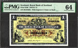 Pound Royal Bank of SCOTLAND One 1st July 1964 Pick-324b CH UNC PMG 64 -