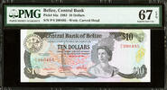 Belize 10 Dollars Belize Pick-44a QEII Superb GEM UNC PMG 67 EPQ -