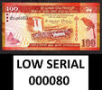 100 Rupees Sri Lanka LOW Serial 000080 Pick-125b UNC -