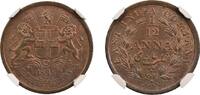 1/12 Anna British India - East India Company (C) KM# 445 NGC MS 64 BN -