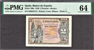Spain 2 Pesetas Spain Serie (D) Pick-109a CH UNC PMG 64 -