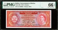 Belize 5 Dollars Belize Pick-35b QEII GEM UNC PMG 66 EPQ -