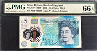 UK (Great Britain) Great Britain £5 Polymer LOW Serial 000087 Pick-394 GEM UNC PMG 66 EPQ -