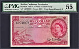 One Dollar British Caribbean Territories Pick-7b Almost UNC PMG 55 -