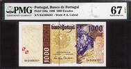 Portugal 1000 Escudos Portugal Pick-188a SUPERB GEM UNC PMG 67 EPQ -