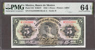 Mexico 5 Pesos Mexico M4637f Pick-34f Choice UNC PMG 64 EPQ -