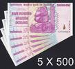 Zimbabwe Zimbabwe 5 X 500 Million Dollars SERIES- AA Pick-82 UNC (Ship from CANADA) -