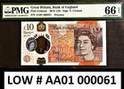 UK (Great Britain) England £10 Polymer 1st Prefix LOW Serial AA01 000061 GEM UNC PMG 66 EPQ -