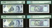 One Dollar Cayman Islands 1974 (ND 1985) Pick-5d & 5e GEM UNC PMG 66 - 67 EPQ -
