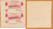 UK (Great Britain) 10 Shillings England Bradbury UNCUT Stamped FORGED Old Period UNC -