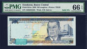 50 Lempiras Honduras SOLID Serial 2222222 Pick-94Aa GEM UNC PMG 66 EPQ -