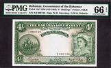 Bahamas Bahamas 4 Shillings 1936 (ND 1963) Birth Date 06.01.46 P-13d GEM UNC PMG 66 EPQ -