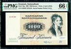 Denmark Denmark 1000 Kroner 1992 Prefix C4 Pick-53g GEM UNC PMG 66 EPQ -