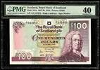UK (Great Britain) Scotland 100 Pound RARE Date 24th January 1990 Pick-350a Extremely Fine PMG 40 -