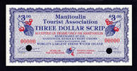 Canada Canada 1988 Local Currency Manitoulin 3 Dollar Scrip SPECIMEN UNC -