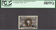 USA 50 Cents Fractional Currency 2nd Issue FR# With Surcharge AUNC PCGS 58 PPQ -