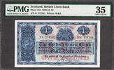 UK (Great Britain) Pound Scotland, British Linen Bank One 2nd August 1934 Pick-156 Very Fine PMG 35 -