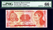 Honduras One Lempira SOLID Serial 4444444 Pick-84e GEM UNC PMG 66 EPQ -