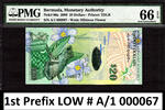 Bermuda Bermuda $20 Hybrid 1st Prefix LOW # A/1 000067 Pick-60a GEM UNC PMG 66 EPQ -