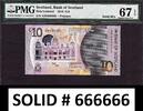 10 Pounds Scotland Polymer SOLID Serial 666666 SUPERB GEM UNC PMG 67 EPQ -
