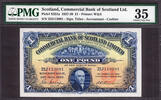 UK (Great Britain) Pound Commercial Bank of SCOTLAND Ltd One 31st July 1933 Pick-S331a VF PMG 35 -