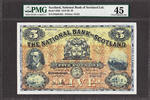 5 Pounds Scotland National Bank 1st October 1953 Pick-259d Extra Fine PMG 45 -