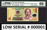 Vietnam Vietnam Polymer 10000 Dong Ho Chi Minh LOW Serial SH18 000001 GEM UNC PMG 66 EPQ -