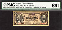 Mexico Mexico - Revolutionary Currency 25 Centavos 1915 Pick-S1041 GEM UNC PMG 66 EPQ -