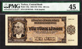 Turkey Turkey 100 Lira President Ismet Inonu 1930 ND (1942) P-144a Extra Fine PMG 45 -