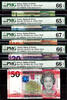 UK (Great Britain) 50 Pound Jersey 1, 5, 10, 20 2010 MATCHING LOW # 000733 GEM UNC PMG 65 - 67 EPQ -