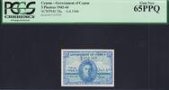 Cyprus Cyprus 3 Piastres 1944 Pick-28a GEM UNC PCGS 65 PPQ Rare ! -