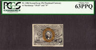 USA 25 Cents FR # Second Issue Fractional Currency 18-63 & S CH UNC PCGS 63 PPQ -