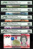 UK (Great Britain) 50 Pound Jersey 1, 5, 10, 20 2010 MATCHING LOW # 000722 GEM UNC PMG 64 - 66 EPQ -