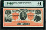 Mexico 100 Pesos Mexico - Nacional Monte de Piedad 1880-81 P-S269r1 CH UNC PMG 64 EPQ -