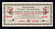 Canada Canada 1989 Local Currency Manitoulin 3 Dollar Scrip SPECIMEN UNC -