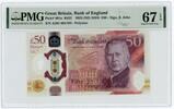 Great Britain / England £50 Pounds 2024 King Charles, First Prefix, Low number AJ01 000129 PMG 67 EP