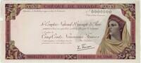 FRANCE 500 NF travel cheque, SPECIMEN No 0000000 1-/2+ 125,00 EUR  zzgl. 10,00 EUR Versand