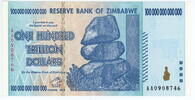 Zimbabwe 100 Trillion Dollars 2008 Highest denomination of hyperinflatio... 250,00 EUR  zzgl. 10,00 EUR Versand