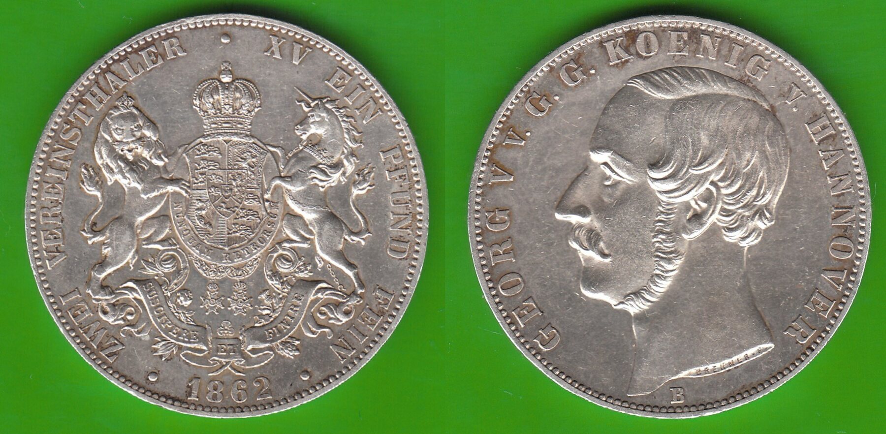 Hannover Doppeltaler 1862 Georg V. 1851-1866, Hübsch Vz+/vz-st ...