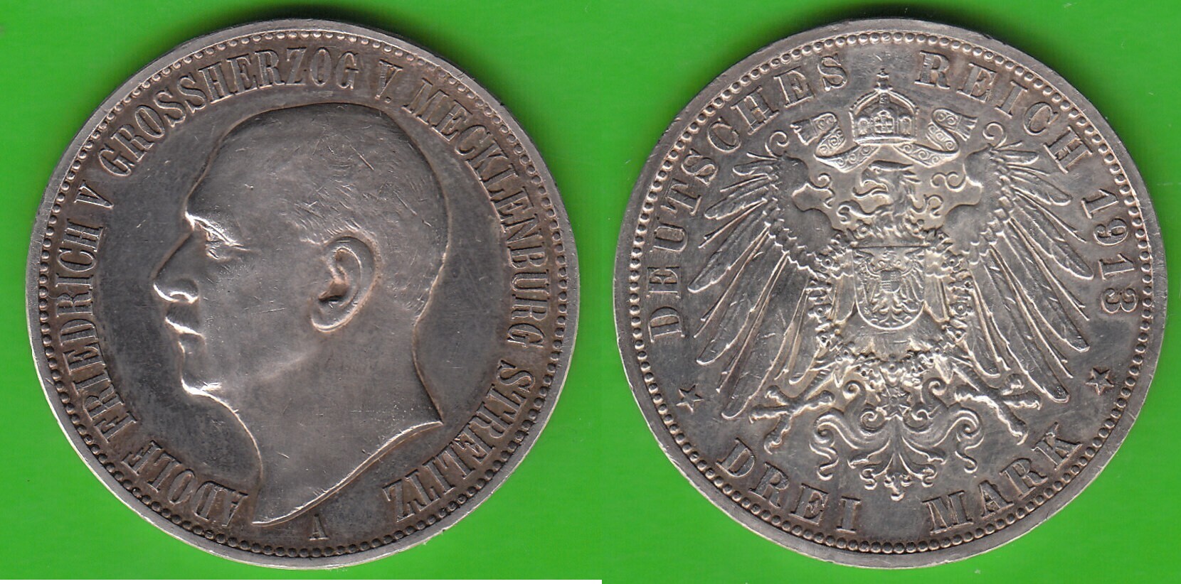 MecklenburgStrelitz 3 Mark 1913 Adolf Friedrich V. 19041914, selten