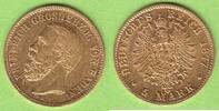 Baden 5 Mark GOLD, Friedrich I. 1852-1907, hübsch, selten -