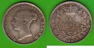 Großbritannien 6 Pence Victoria 1837-1901, Prachtstück, seltener Jahrgang -